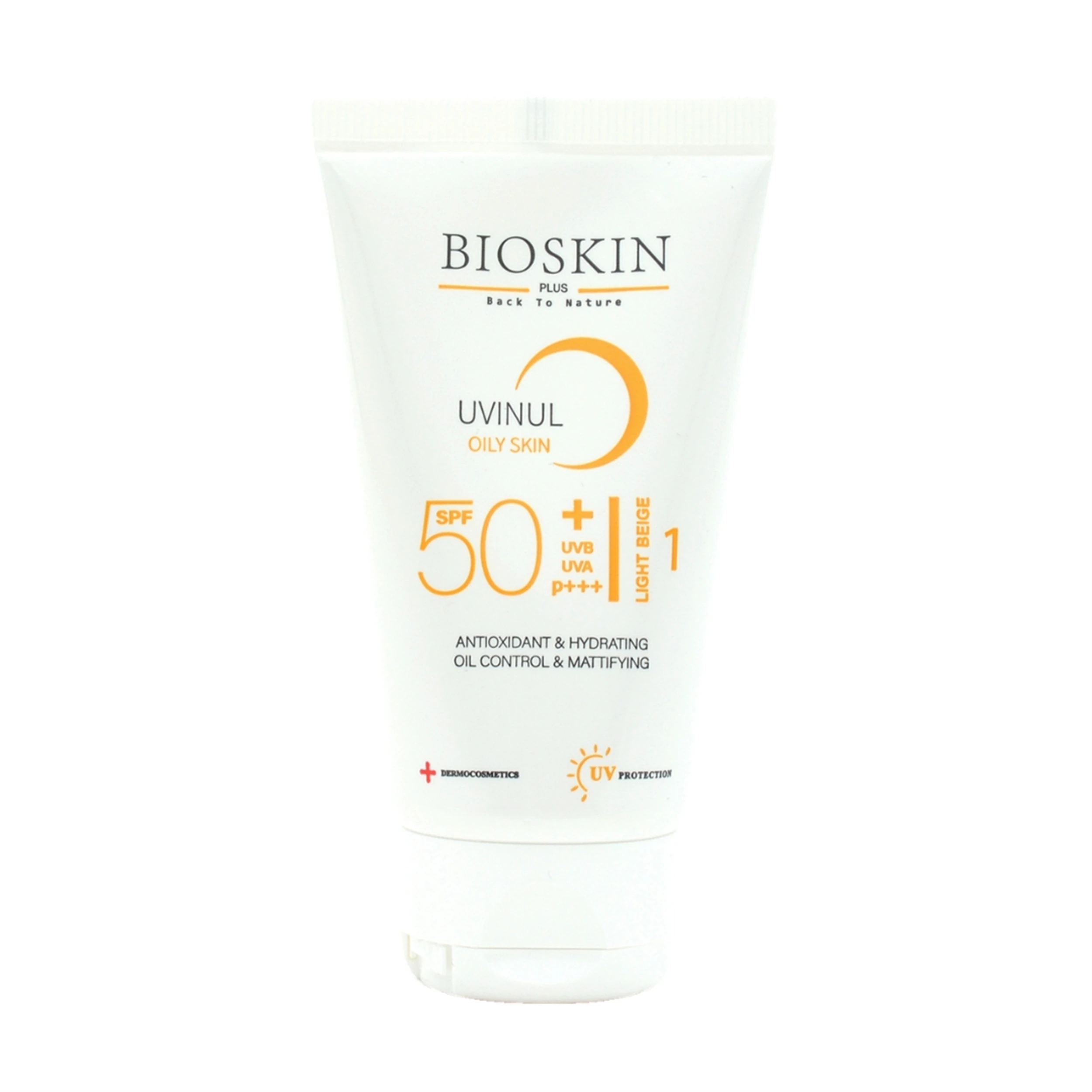 کرم ضد آفتاب رنگی بژ روشن بایو اسکین پلاس SPF50 محافظ UVA ،UVB مناسب پوست چرب و مختلط حجم 40 میلی