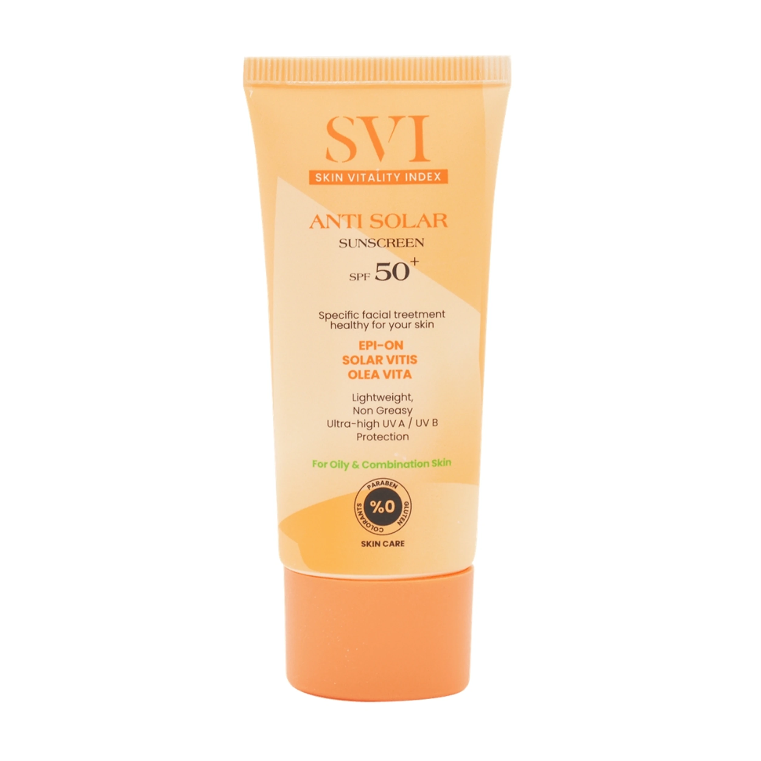 کرم ضد آفتاب بی رنگ اس وی آی SPF 50 ‌مناسب برای پوست چرب حجم 40 میلی لیتر